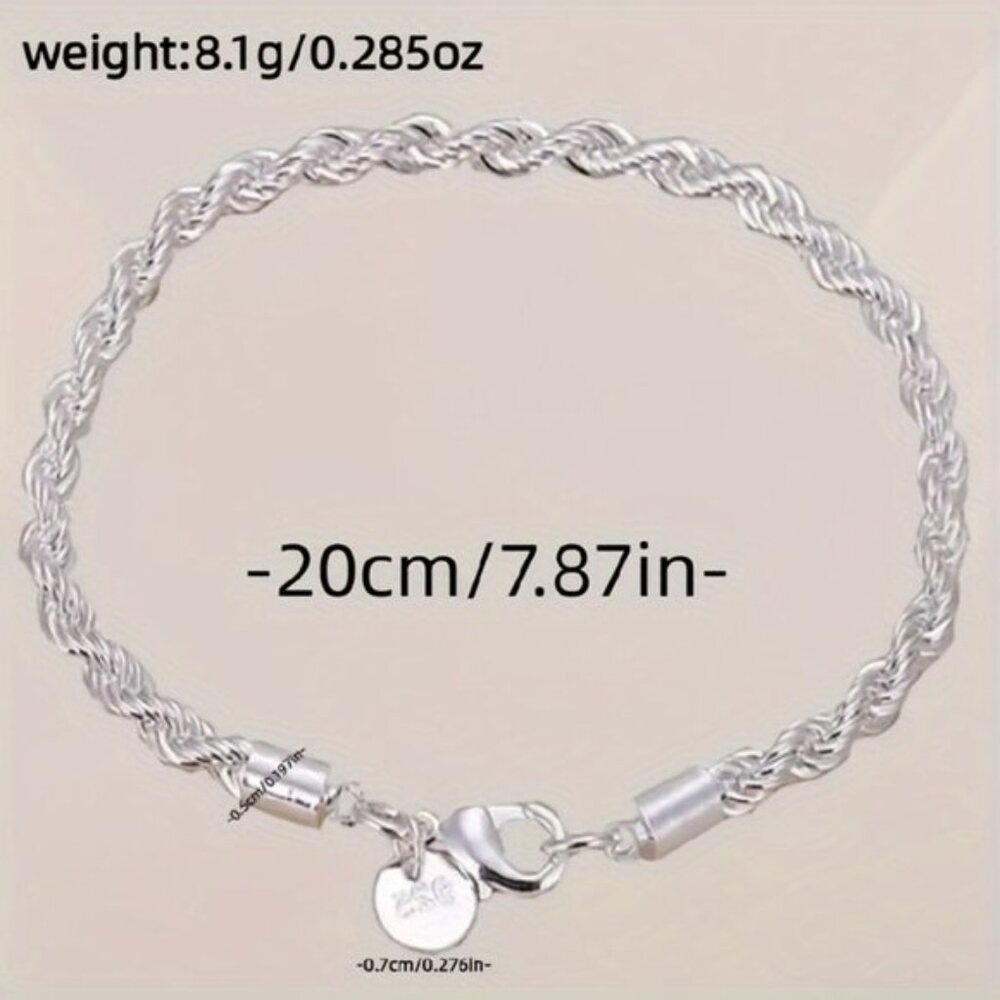 Chic 925 Sterling Silver Twisted Rope Bracelet - Picture 4 of 6